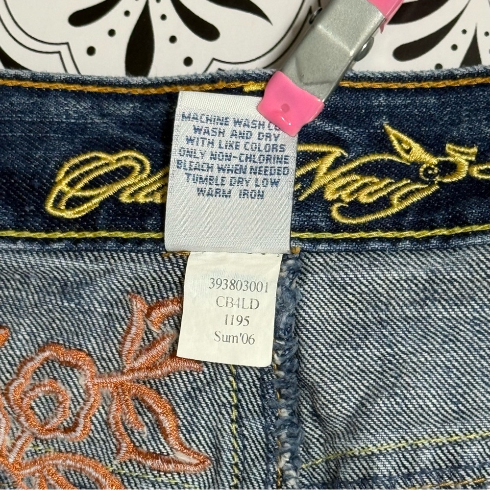 Vintage Old Navy Embroidered Denim Blue Mini Skirt - Picture 7 of 9